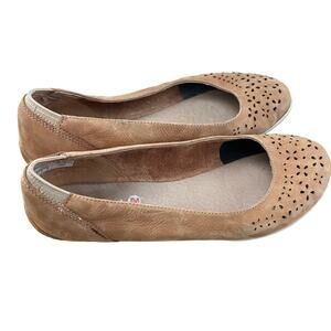 Merrell Brown Sugar Laser Cut Tan Leather Nubuck Ballet Flats Women's sz 8.5